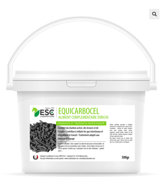 EQUICARBOCEL – Troubles intestinaux cheval – Complément enrichi à base de charbon végétal