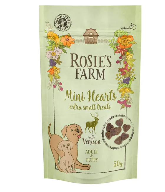 Friandises Rosie's Farm Puppy & Adult Mini Cœurs gibier