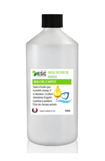 HUILE DE FOIE DE MORUE – fortifiant cheval – vitamines A et D