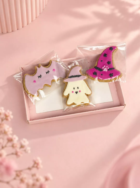 Biscuits Halloween pour chien – Boîte de 3 biscuits glacés